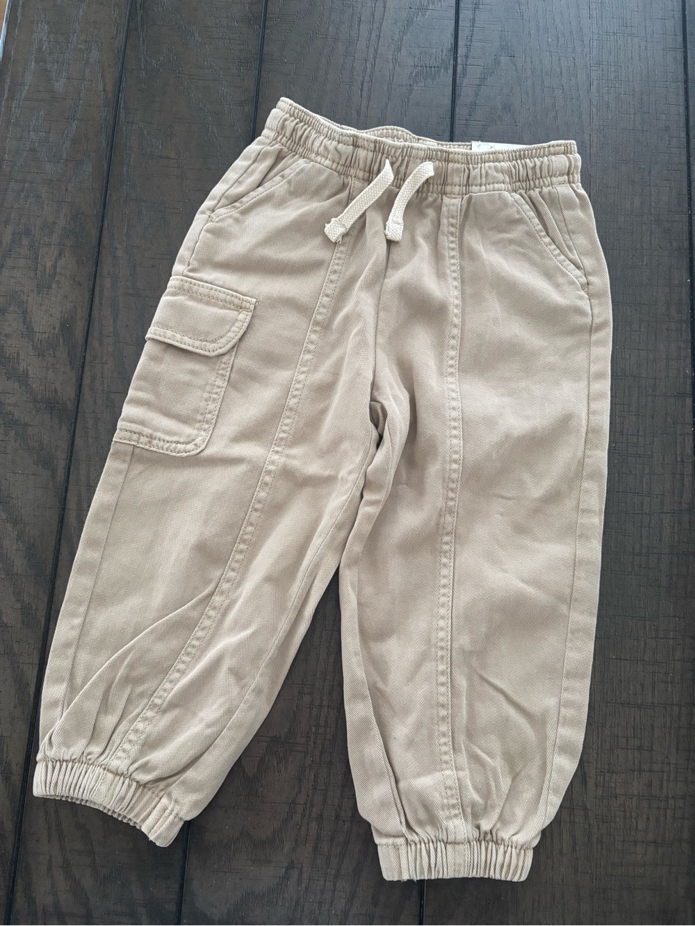 Toddler Elastic Waist Baggy Cargo Pants - Beige